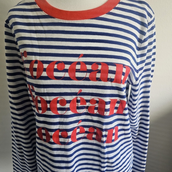 J. Crew Sailor Inspired Striped "l'océan" Long Sleeve Blouse Medium - Picture 4 of 4